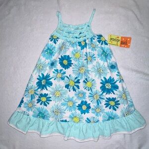 🩷5/$25 Penelope Mack Kids Floral Dress - Teal and Lime 5